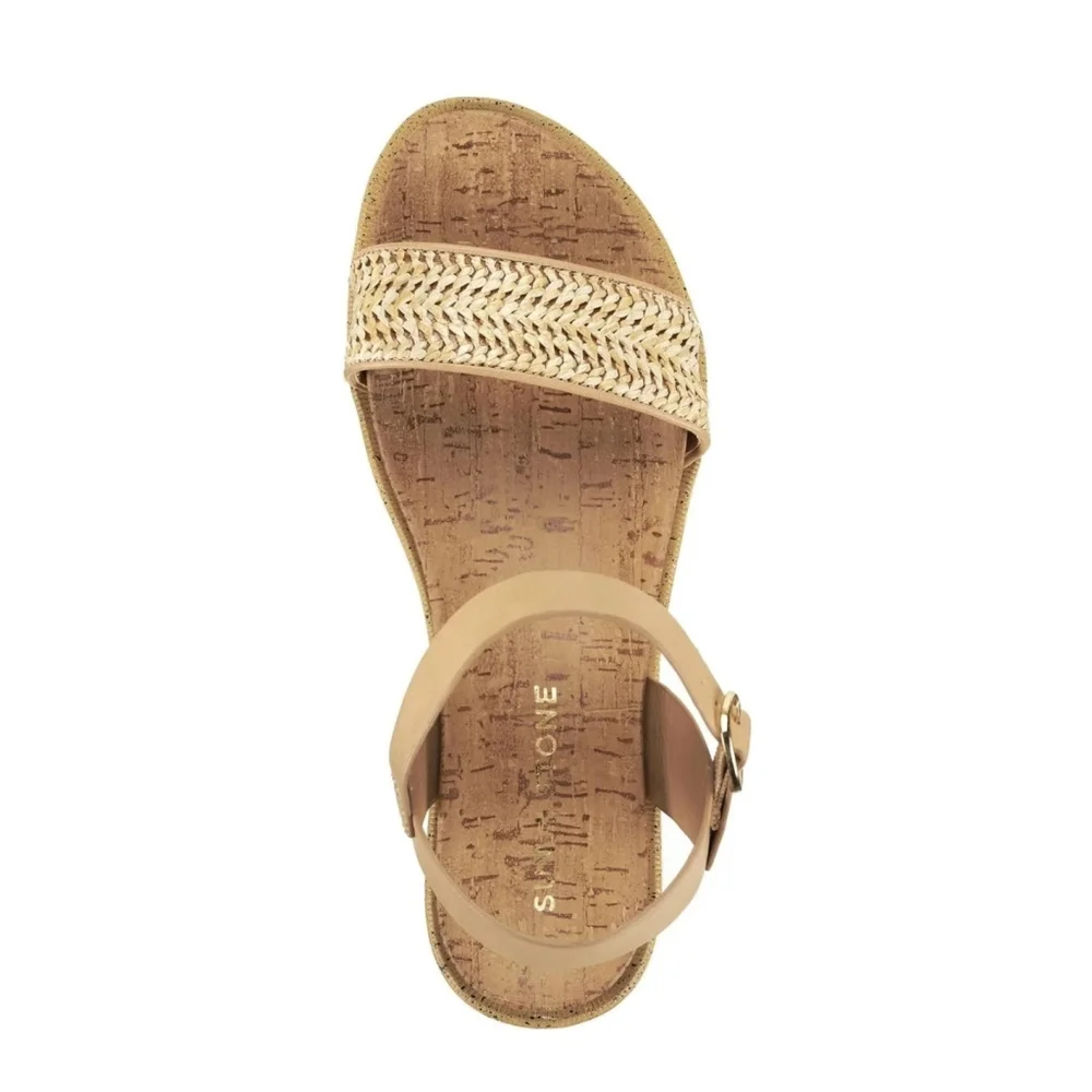 Sun & Stone Women Natural Raffia Sandals Flip Flop Sz 10 M Beige